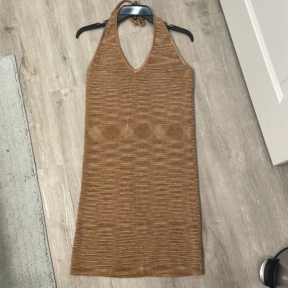 NWOT Halter Sweater Dress by Wild Fable in Light Brown Space Dye - Size XL - Picture 2 of 6